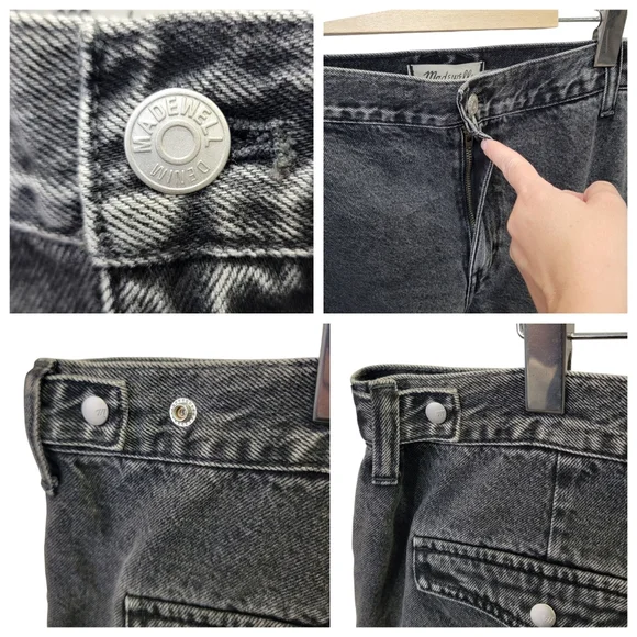 Madewell Low-Slung Straight Cargo Jeans Faded Black Baggy Slouchy Women’s W33P - Picture 13 of 17
